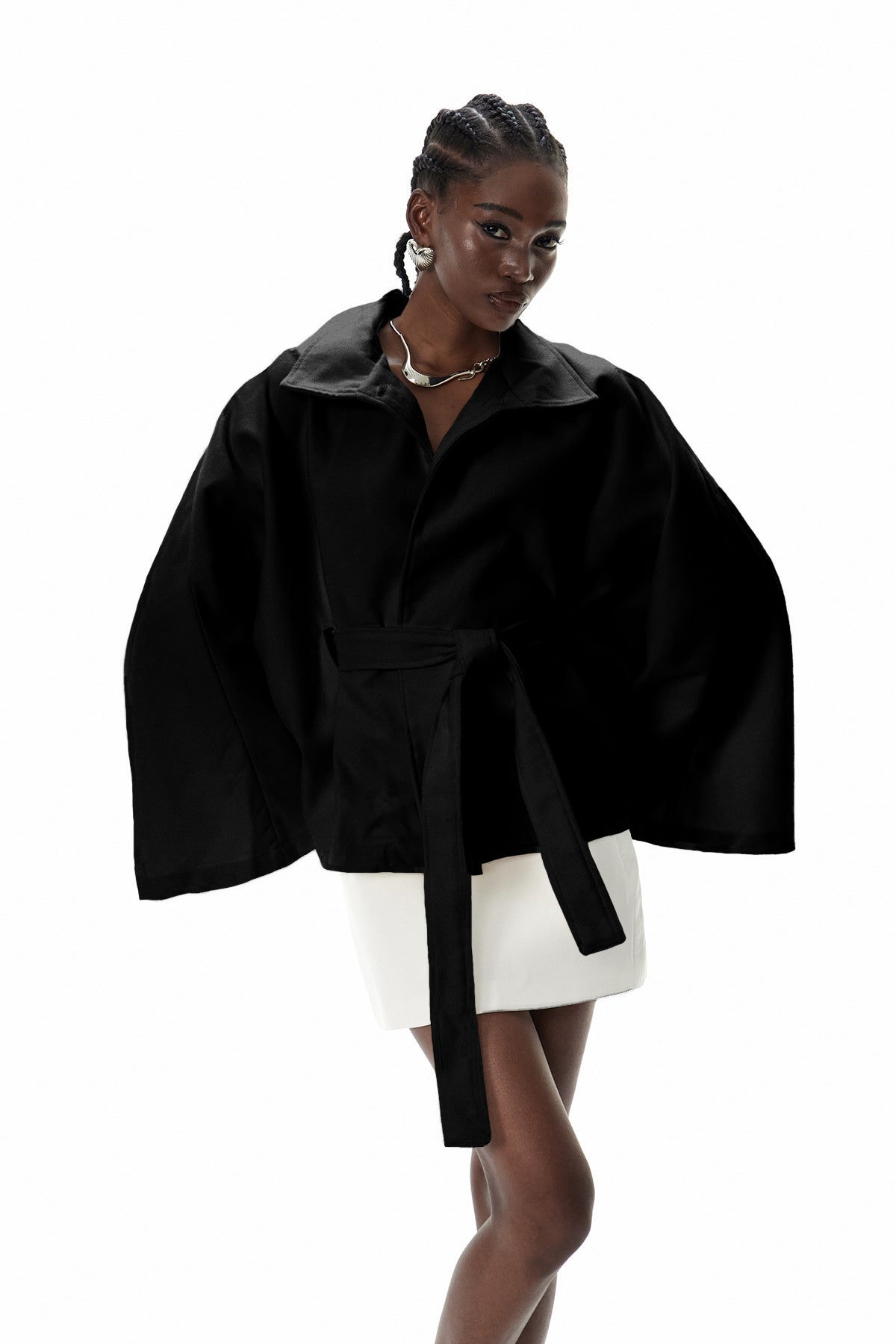 Crescentia Stand Collar Jacket In Black