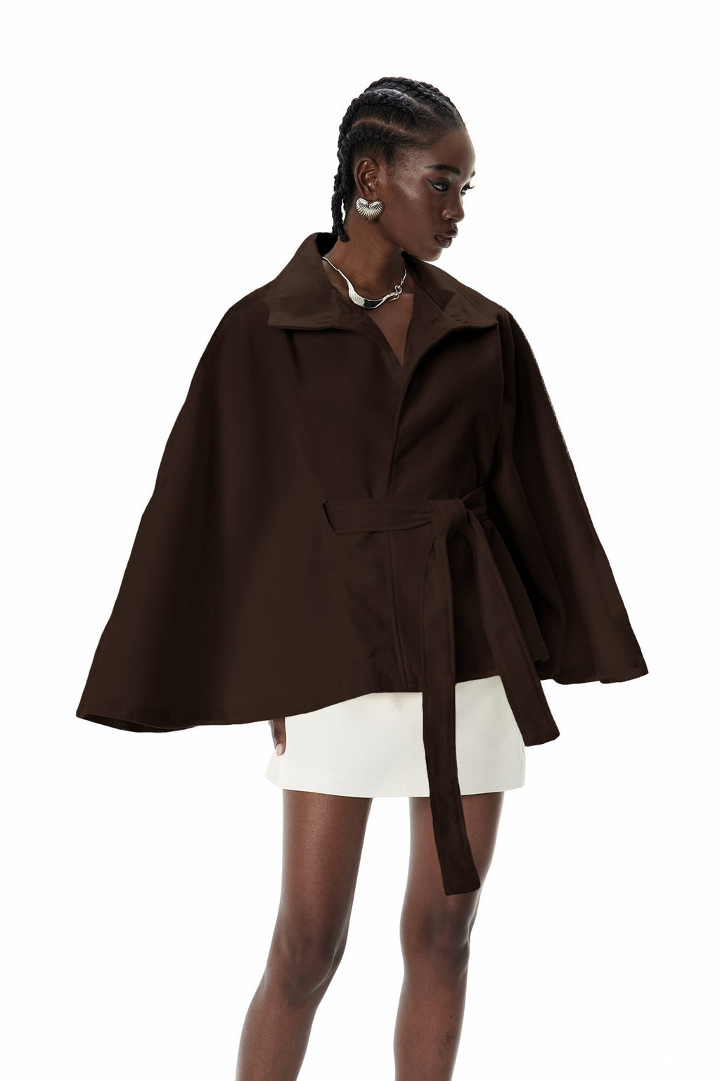 Crescentia Stand Collar Jacket In Brown