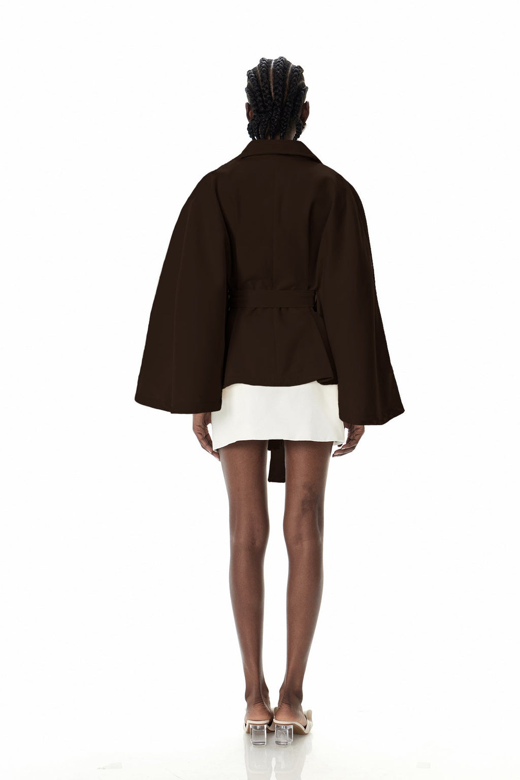 Crescentia Stand Collar Jacket In Brown