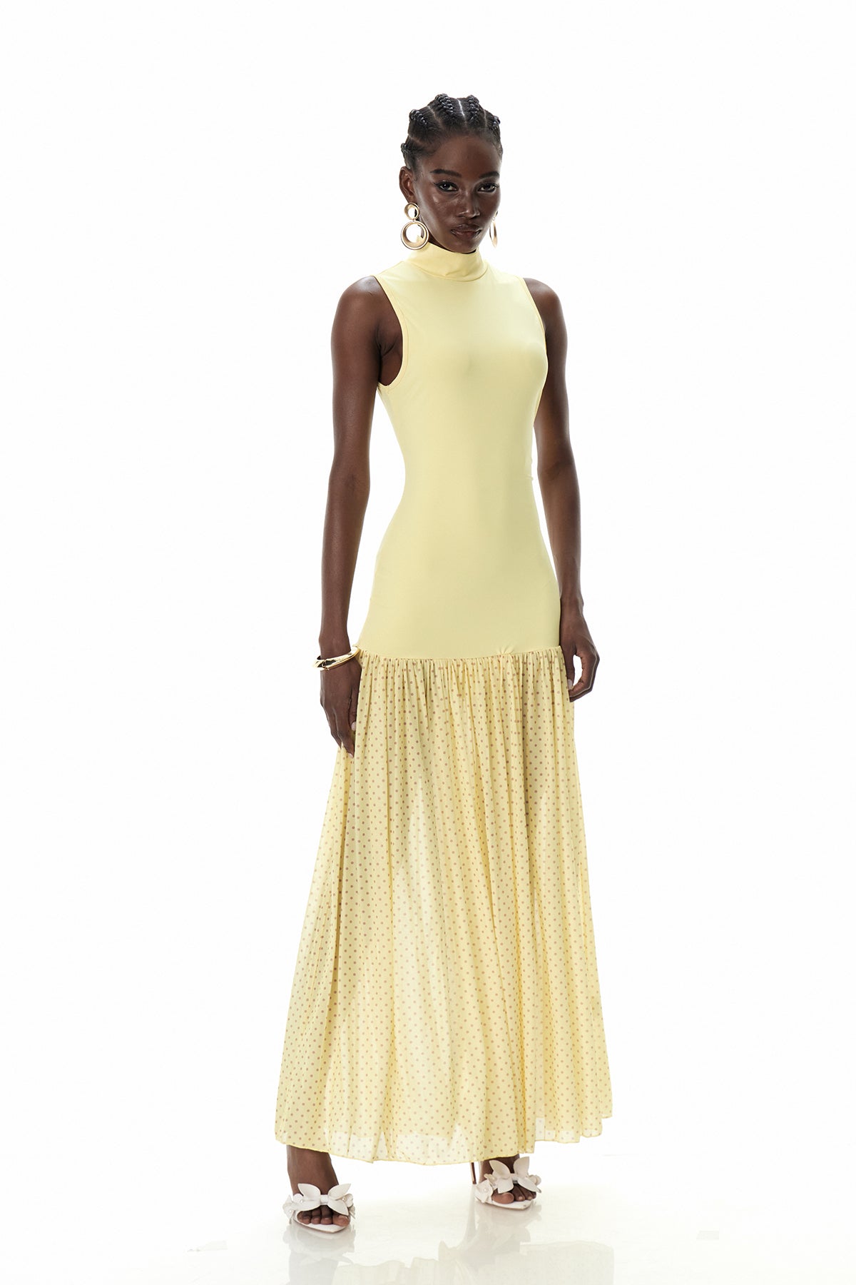 Cressida Sleeveless Dot Maxi Dress