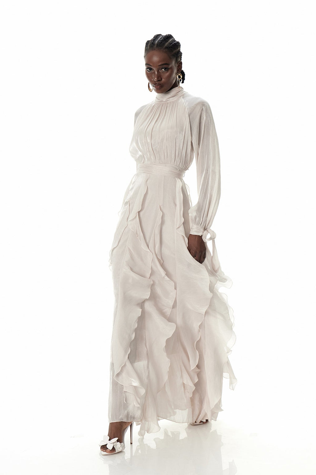 Criseyde Ruffle Ruch Maxi Dress