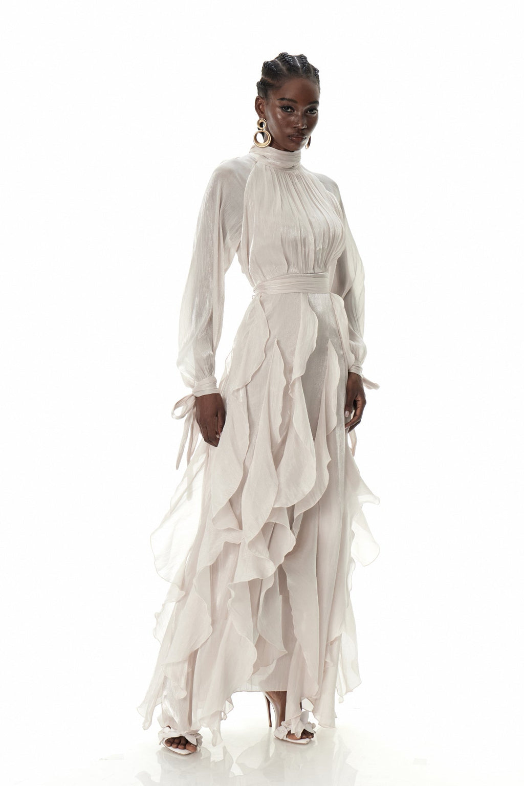 Criseyde Ruffle Ruch Maxi Dress