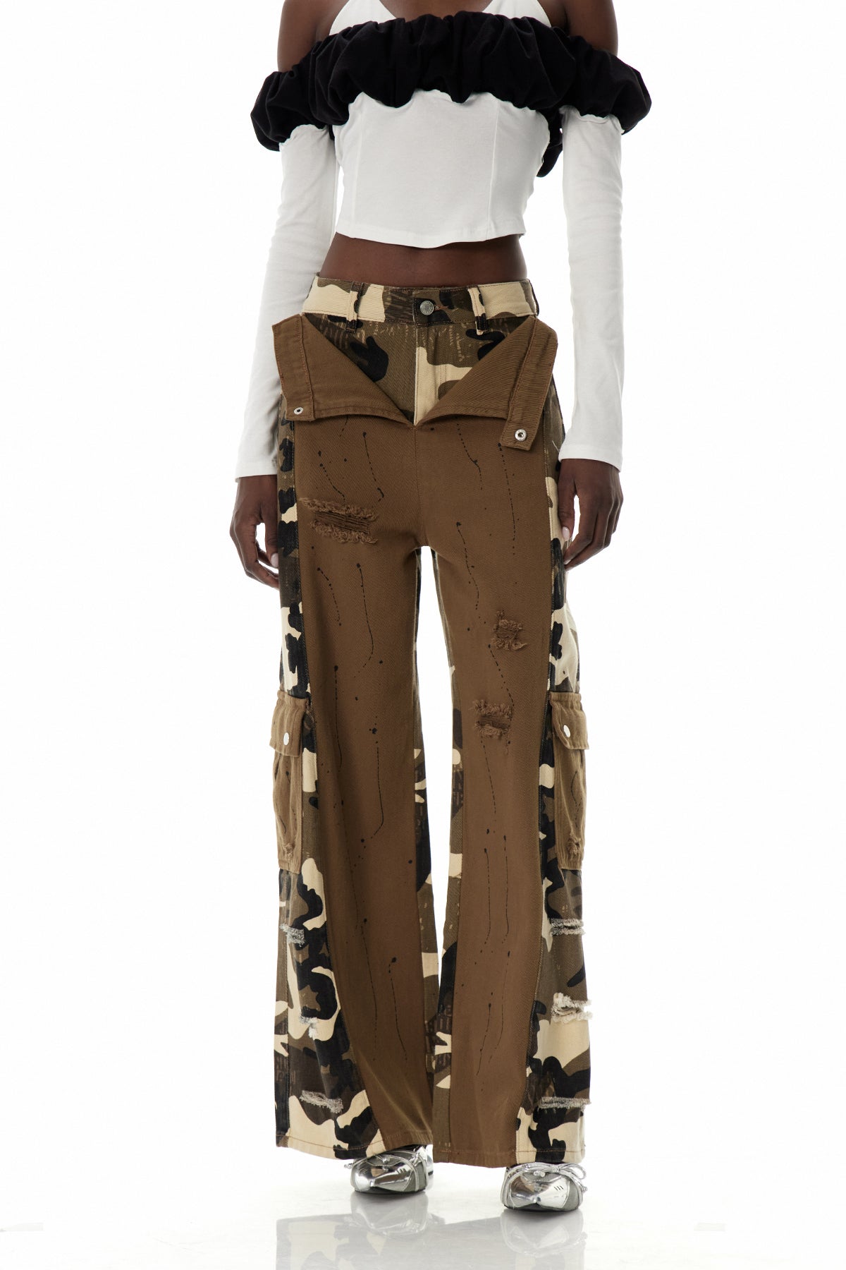 Crispin Camouflage Print Cargo Jeans