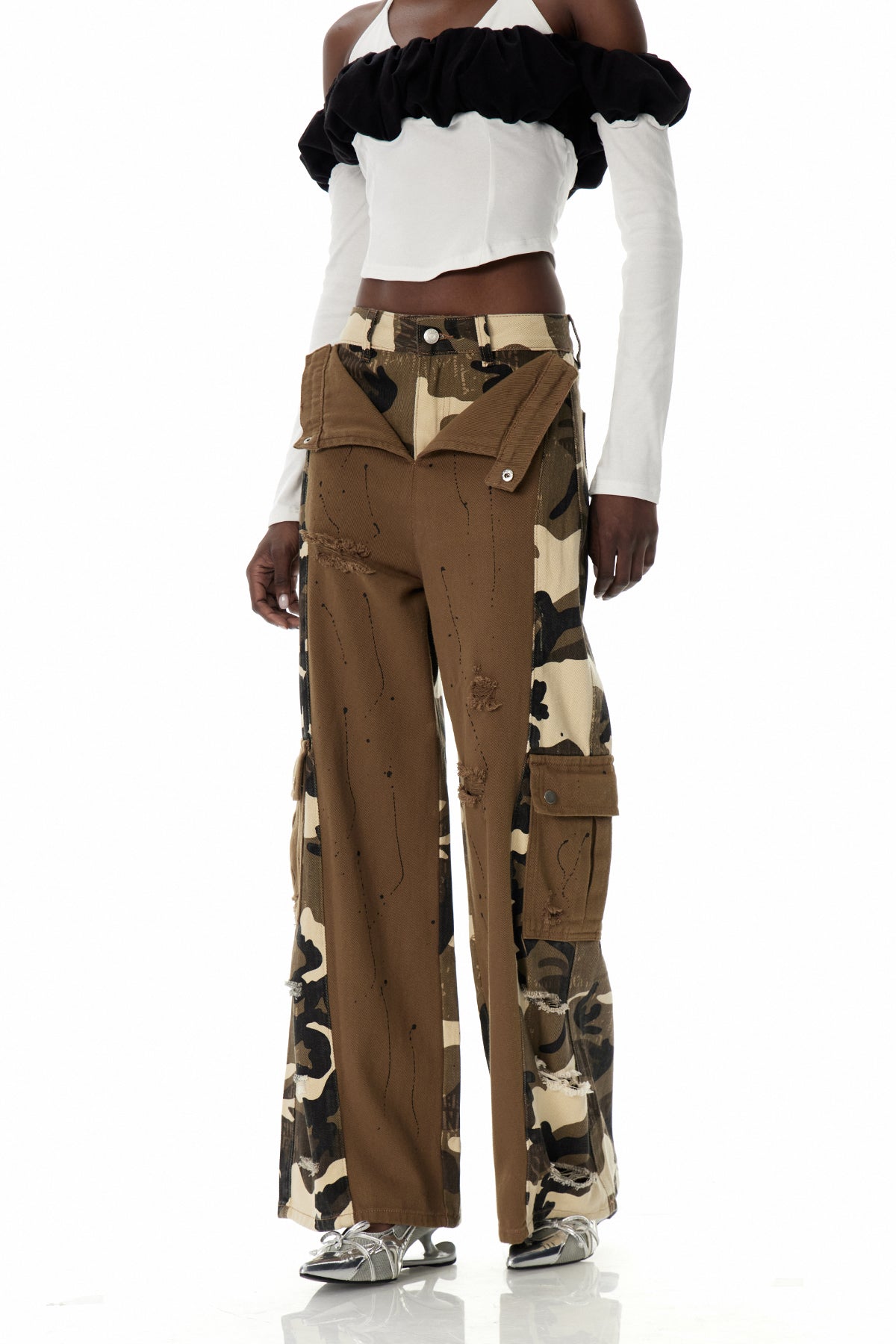 Crispin Camouflage Print Cargo Jeans