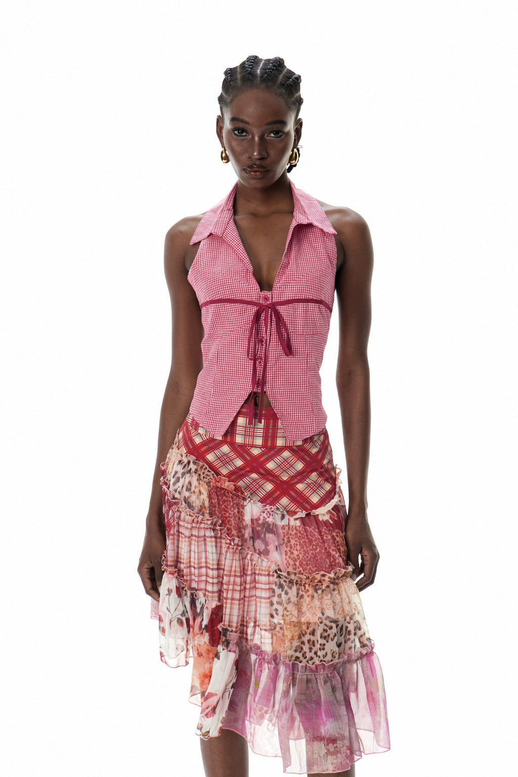 Crispus Grid Lapel Top