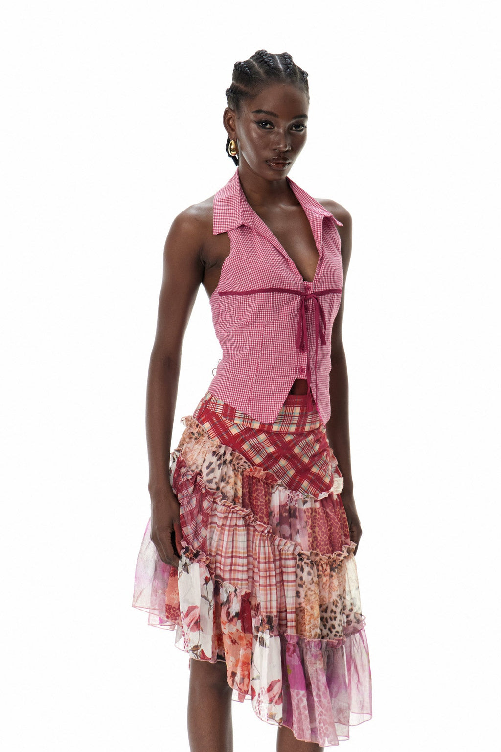 Crispus Grid Lapel Top