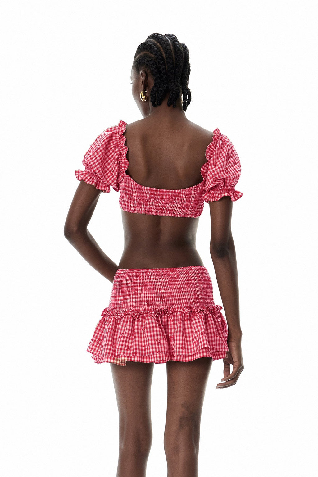Cristal Grid Ruffle Skirt Set