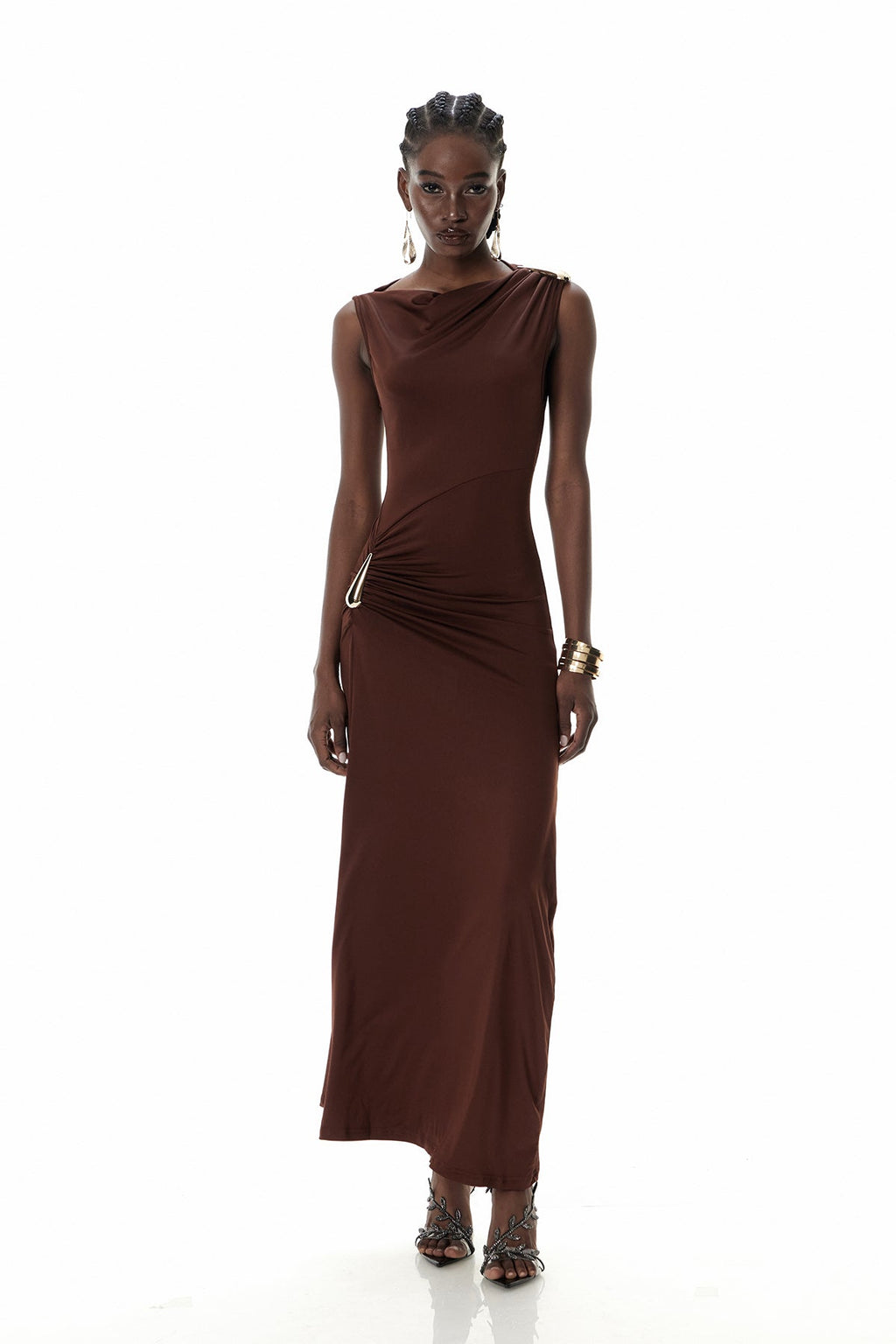 Cristiano Sleeveless Ruch Maxi Dress