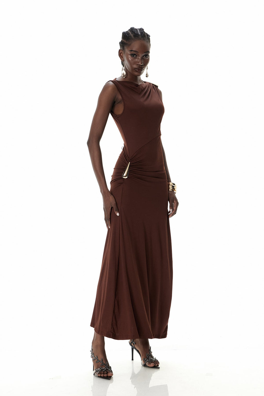 Cristiano Sleeveless Ruch Maxi Dress