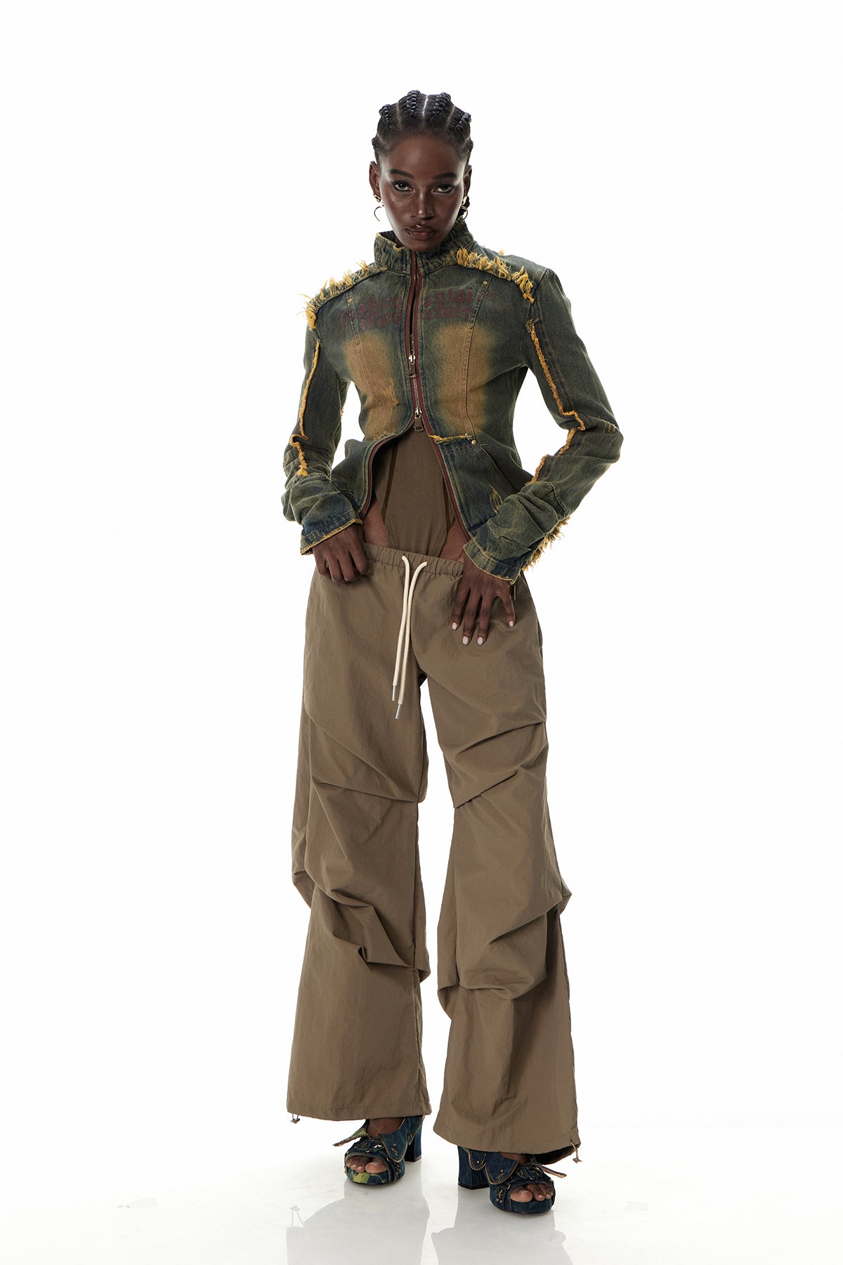 Cristyn Fringe Ruch Denim Top