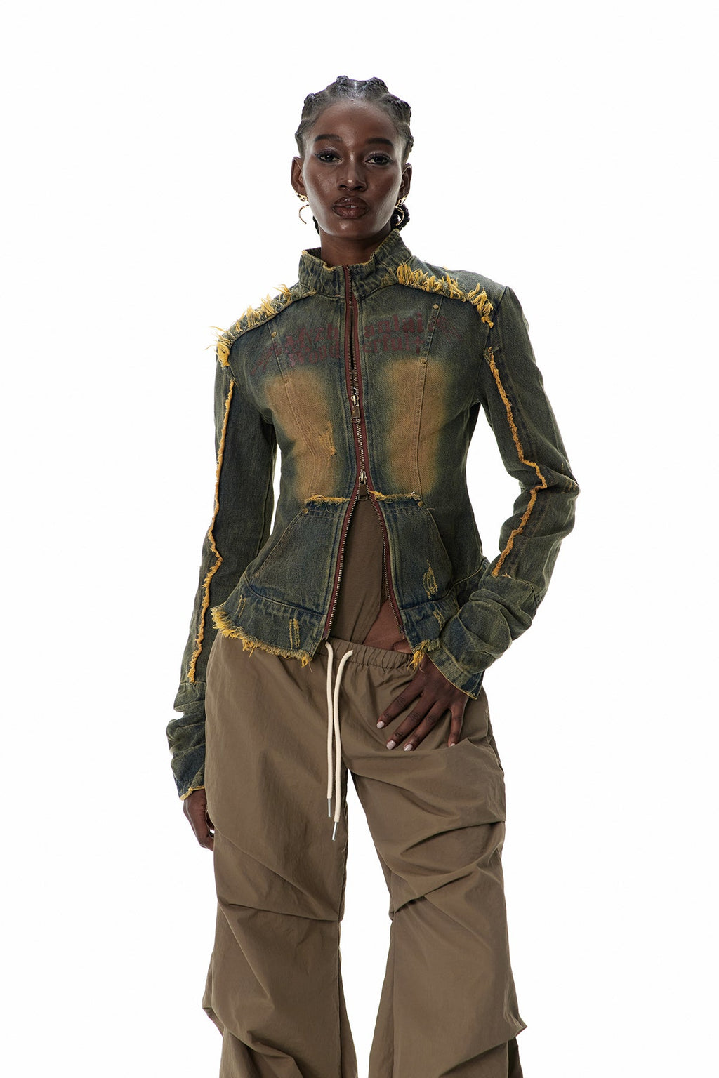 Cristyn Fringe Ruch Denim Top