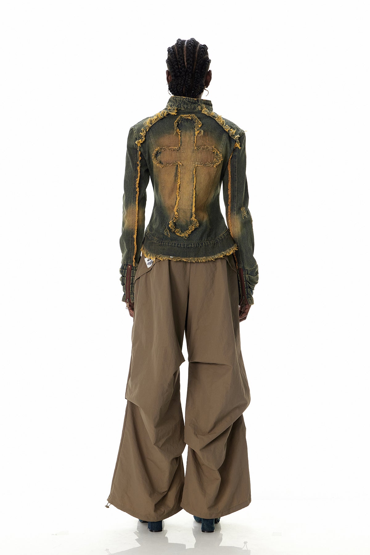 Cristyn Fringe Ruch Denim Top