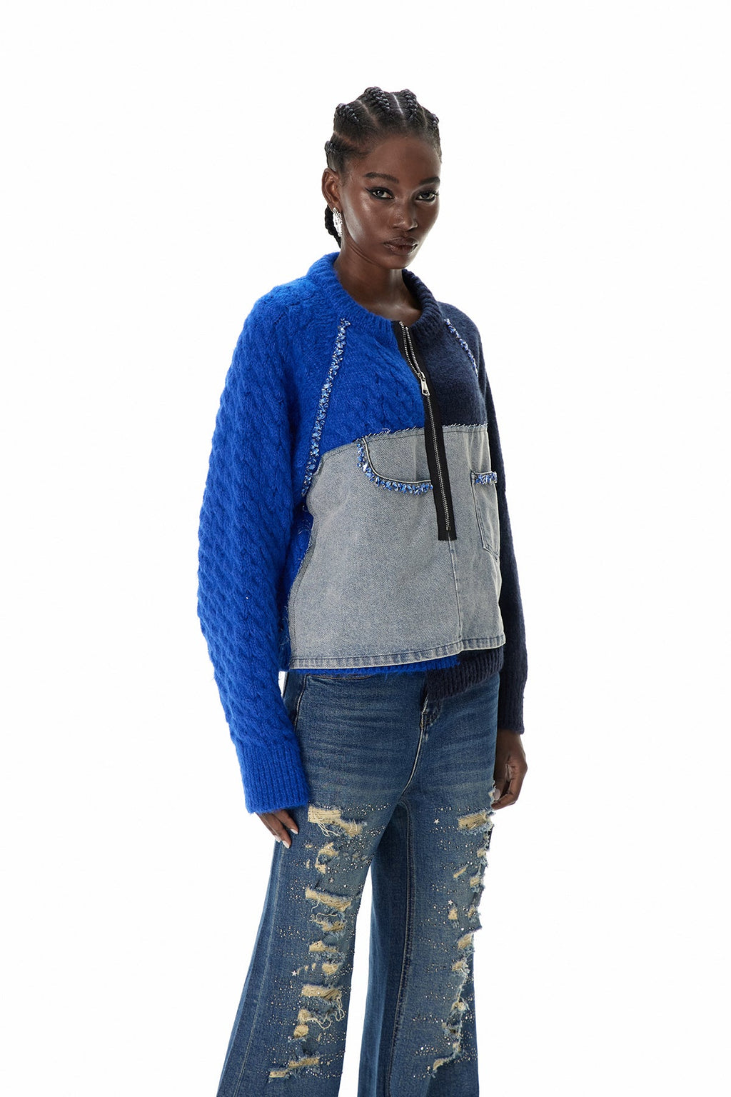 Csilla Deconstruct Crystal Jacket In Blue