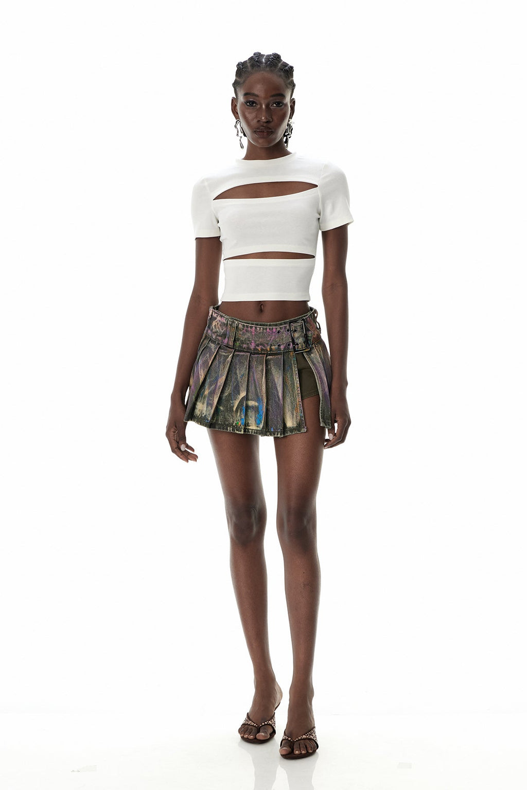 Cua Tie Dye Split Denim Mini Skirt