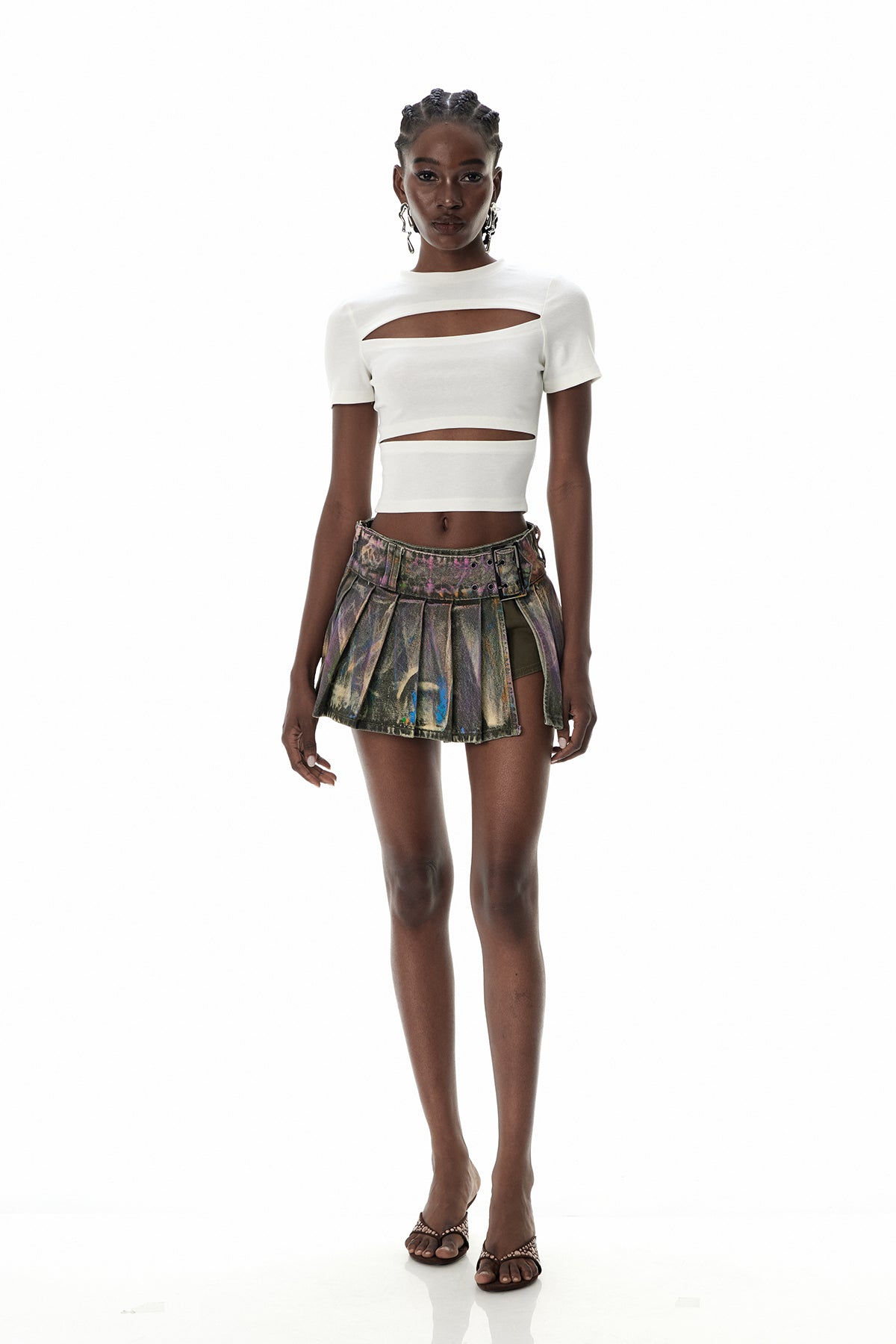 Cua Tie Dye Split Denim Mini Skirt