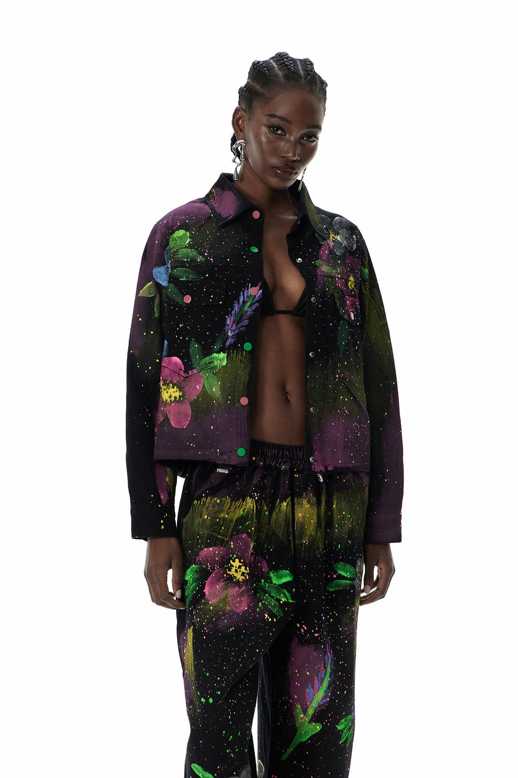 Curran Graffiti Floral Denim Jacket