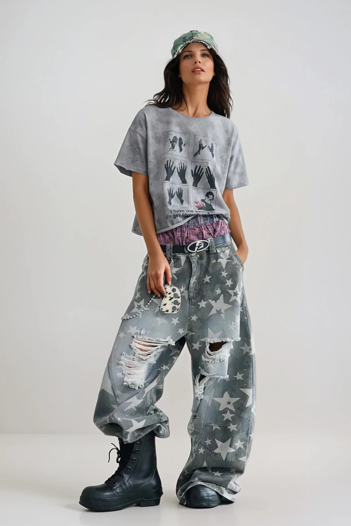 Daffodil Star Ripped Baggy Jeans