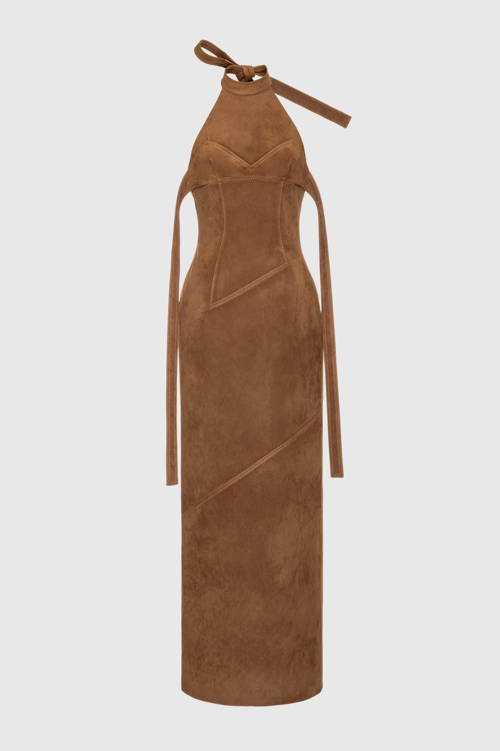 Dafna Halter Neck Suede Maxi Dress