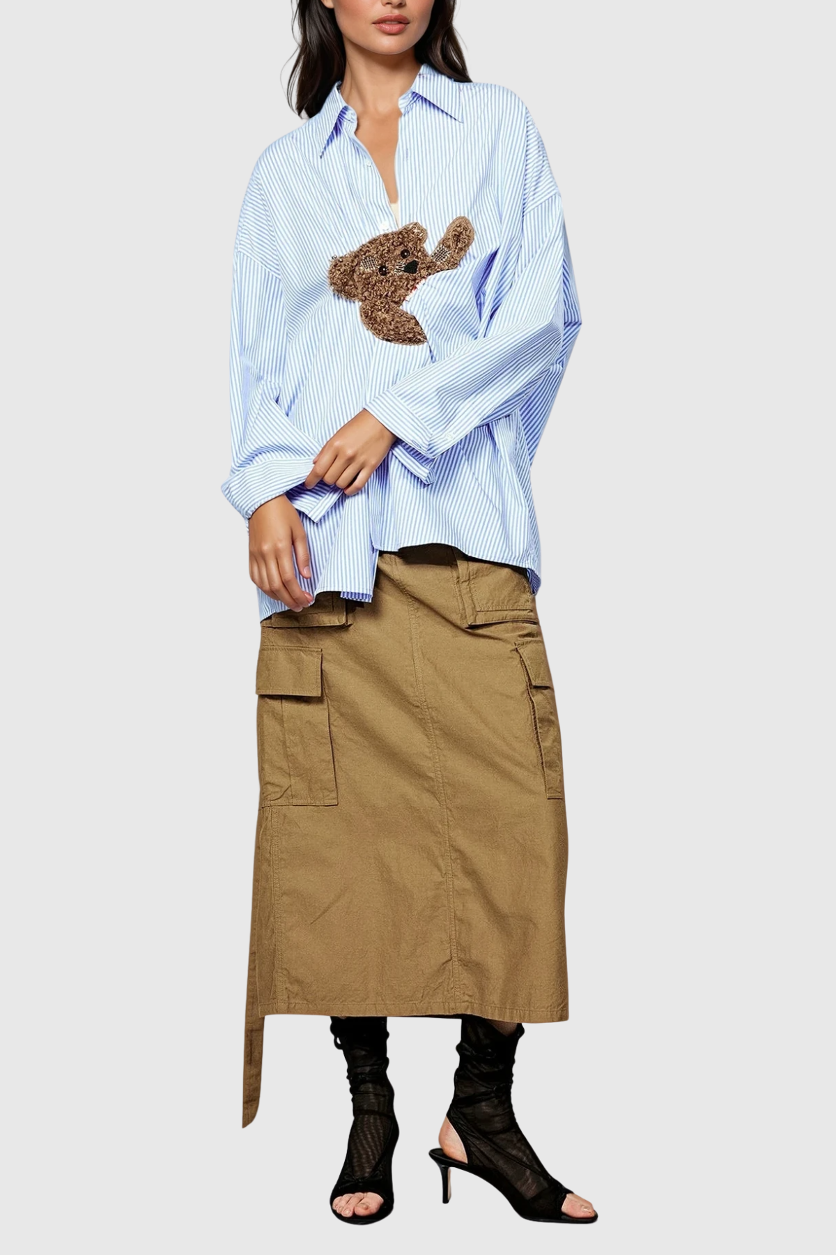 Dagney Stripe Embroidered Shirt Top