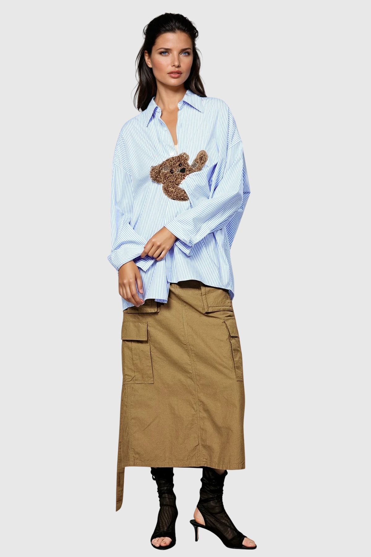 Dagney Stripe Embroidered Shirt Top