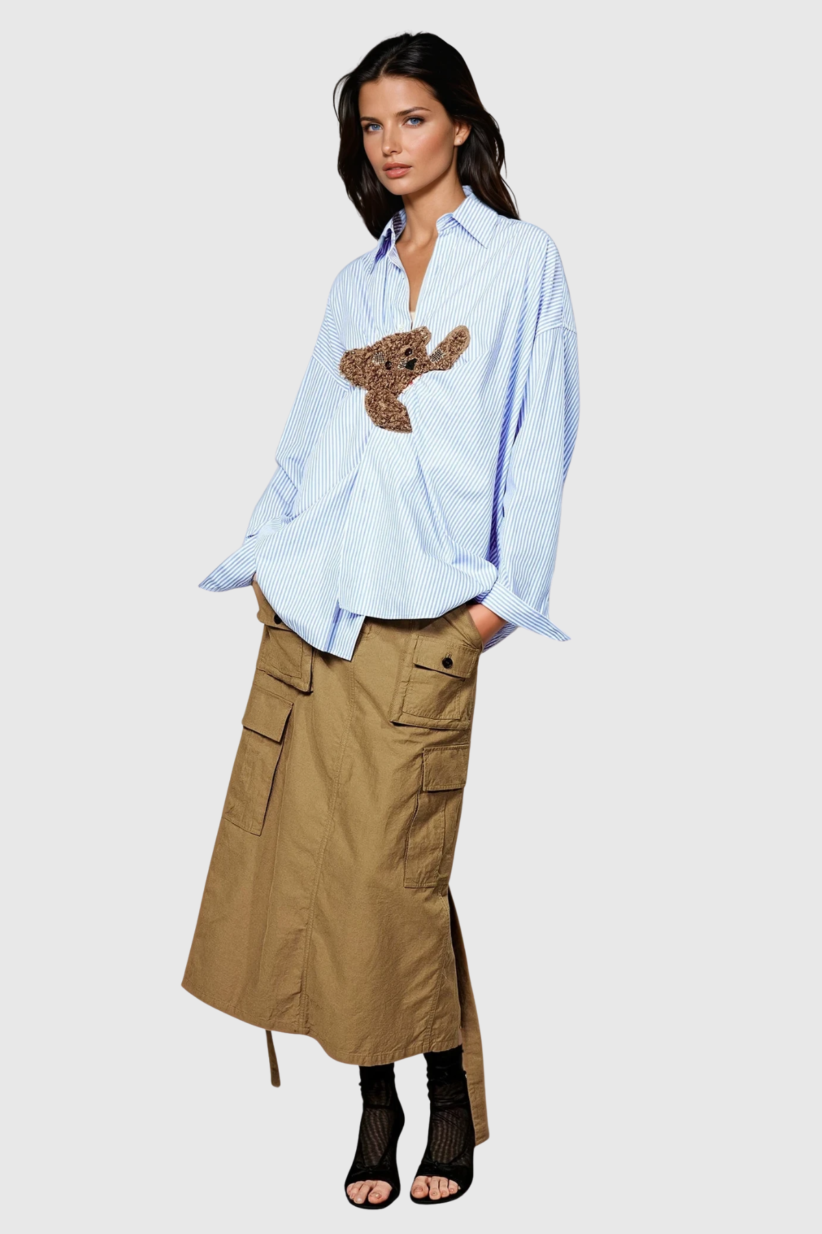 Dagney Stripe Embroidered Shirt Top