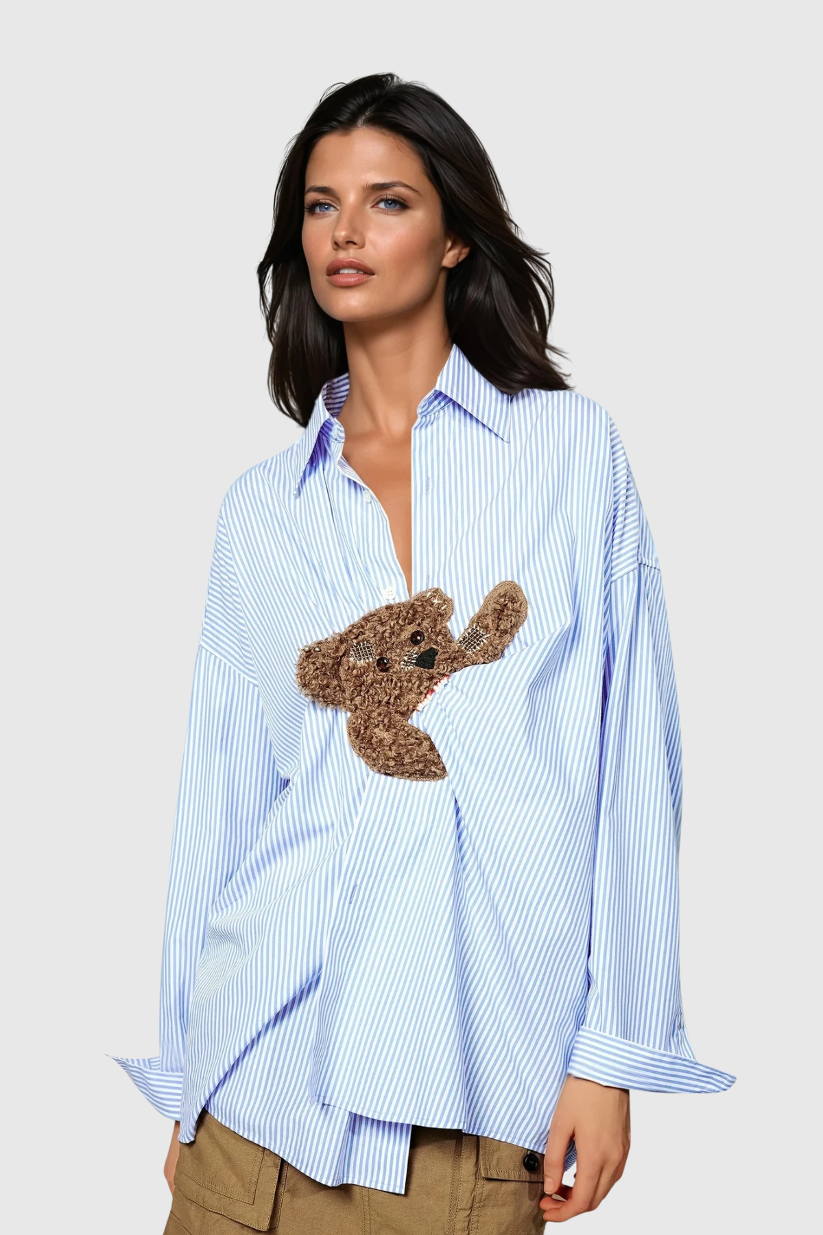 Dagney Stripe Embroidered Shirt Top