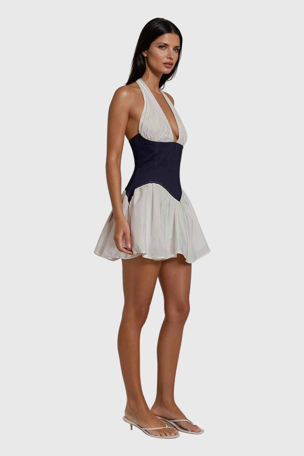 Dagur Plunge Ruffle Mini Dress