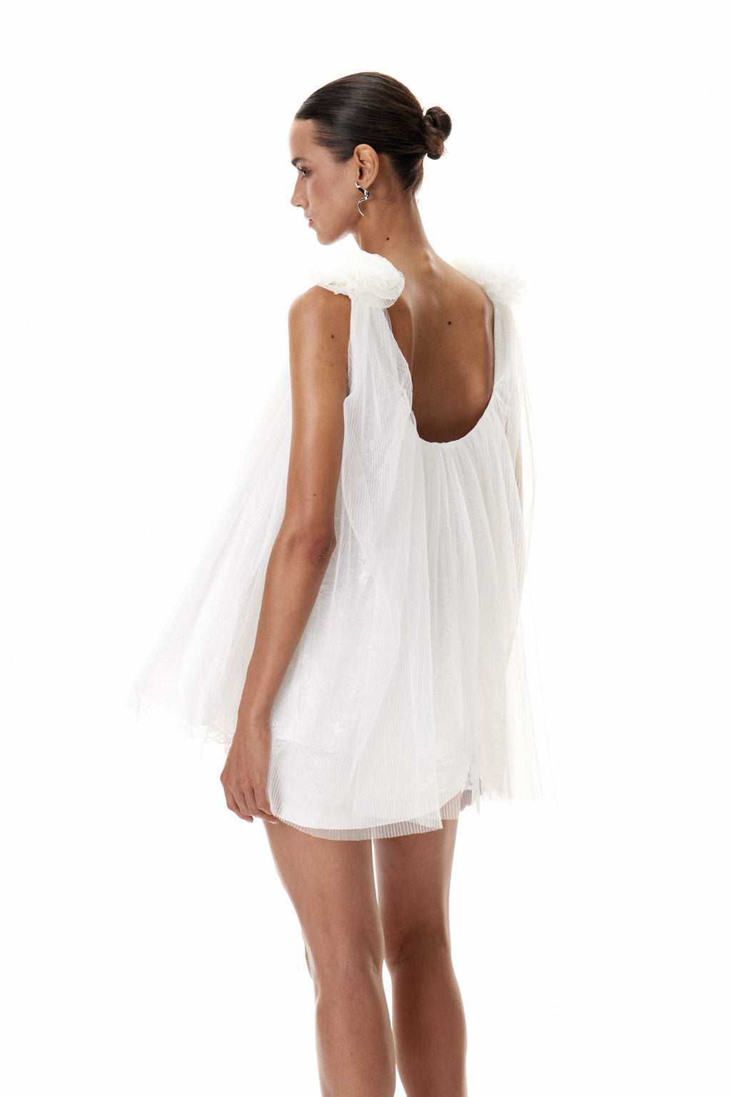 Daiki Flower Lace Mesh Mini Dress