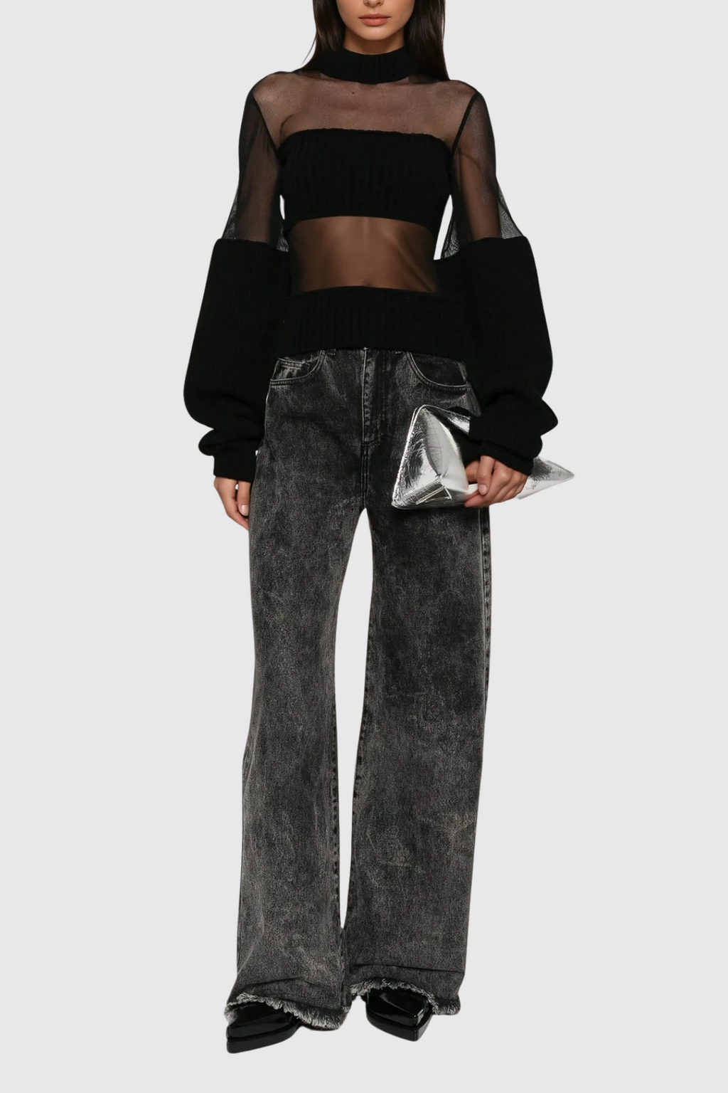 Dalal Long Sleeve Mesh Top