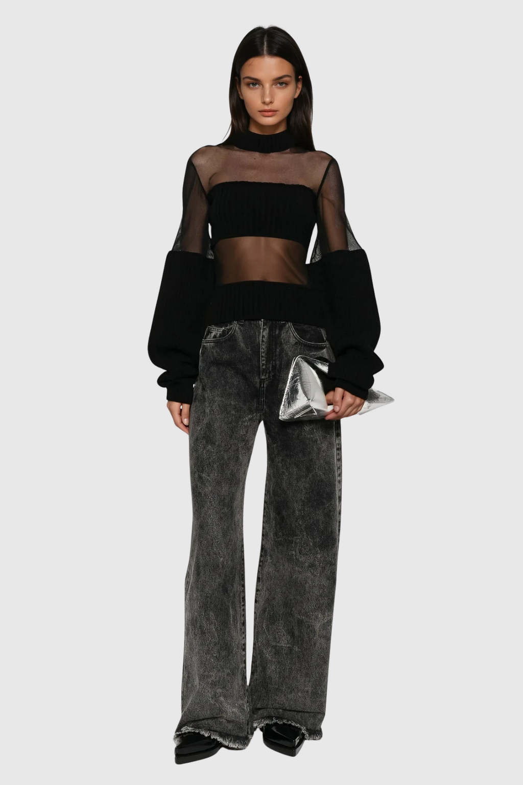 Dalal Long Sleeve Mesh Top