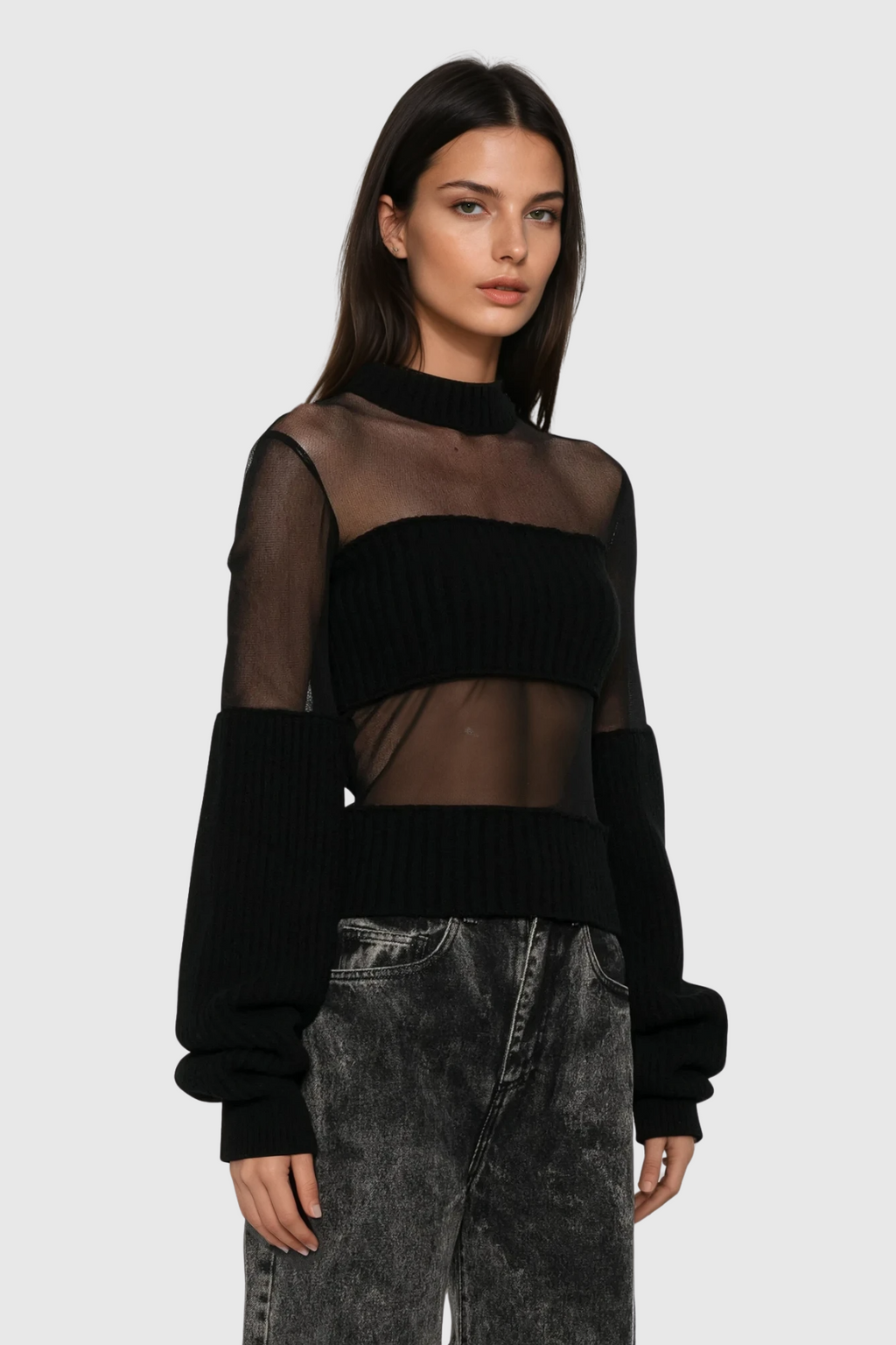 Dalal Long Sleeve Mesh Top