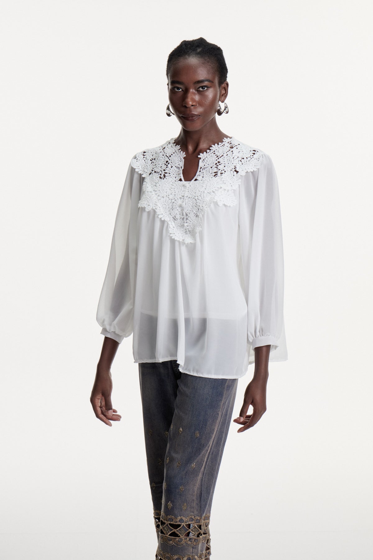 Dalibor Balloon Sleeve Lace Top