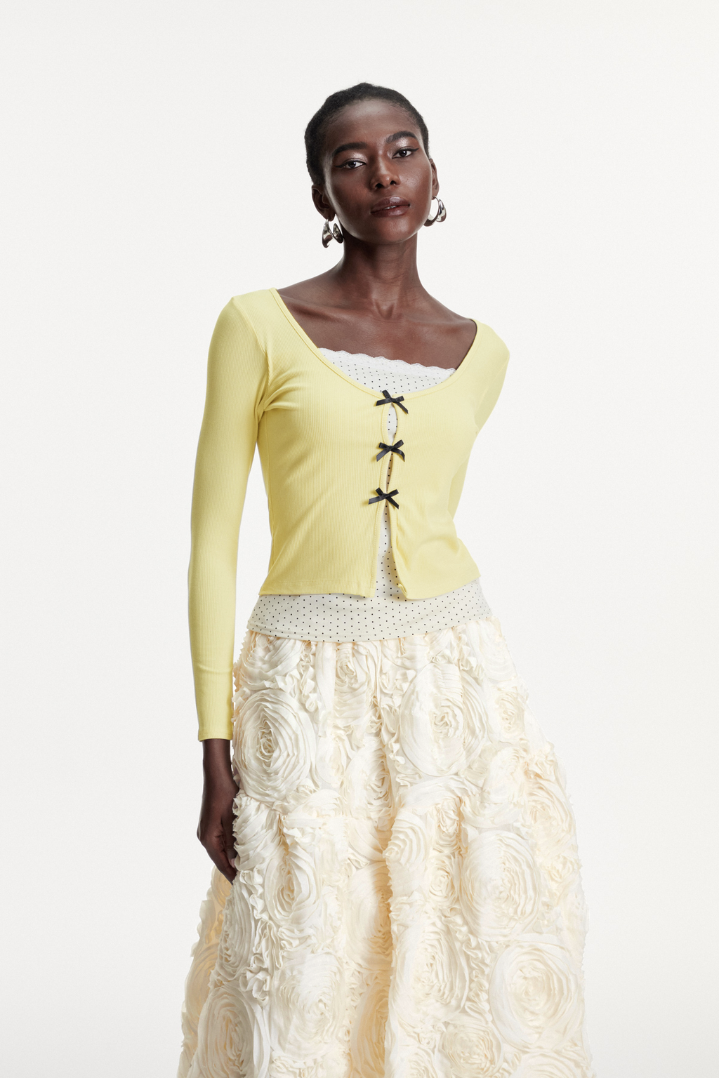 Dalida Bow Dot Long Sleeve Top