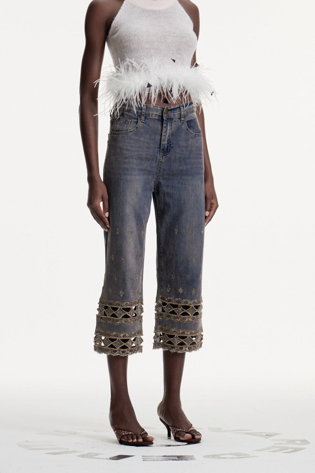 Dalisay Cutout Rhinestone Jeans