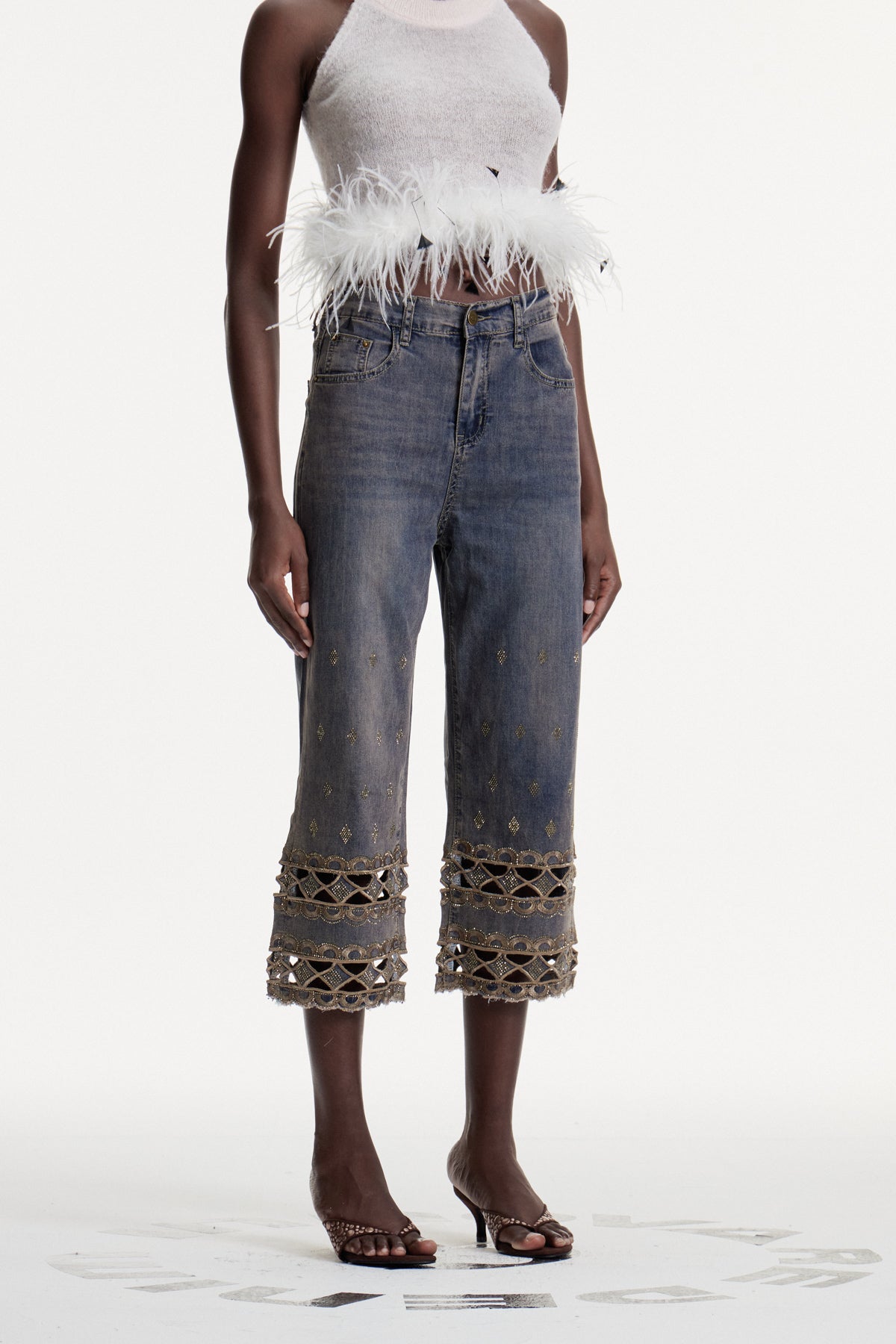 Dalisay Cutout Rhinestone Jeans