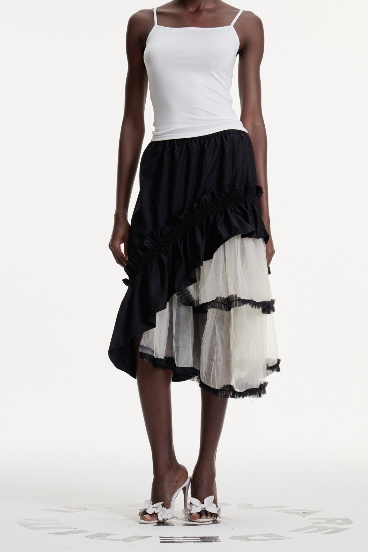 Dalitso Asymmetric Mesh Maxi Skirt