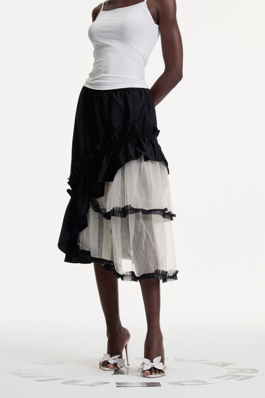 Dalitso Asymmetric Mesh Maxi Skirt