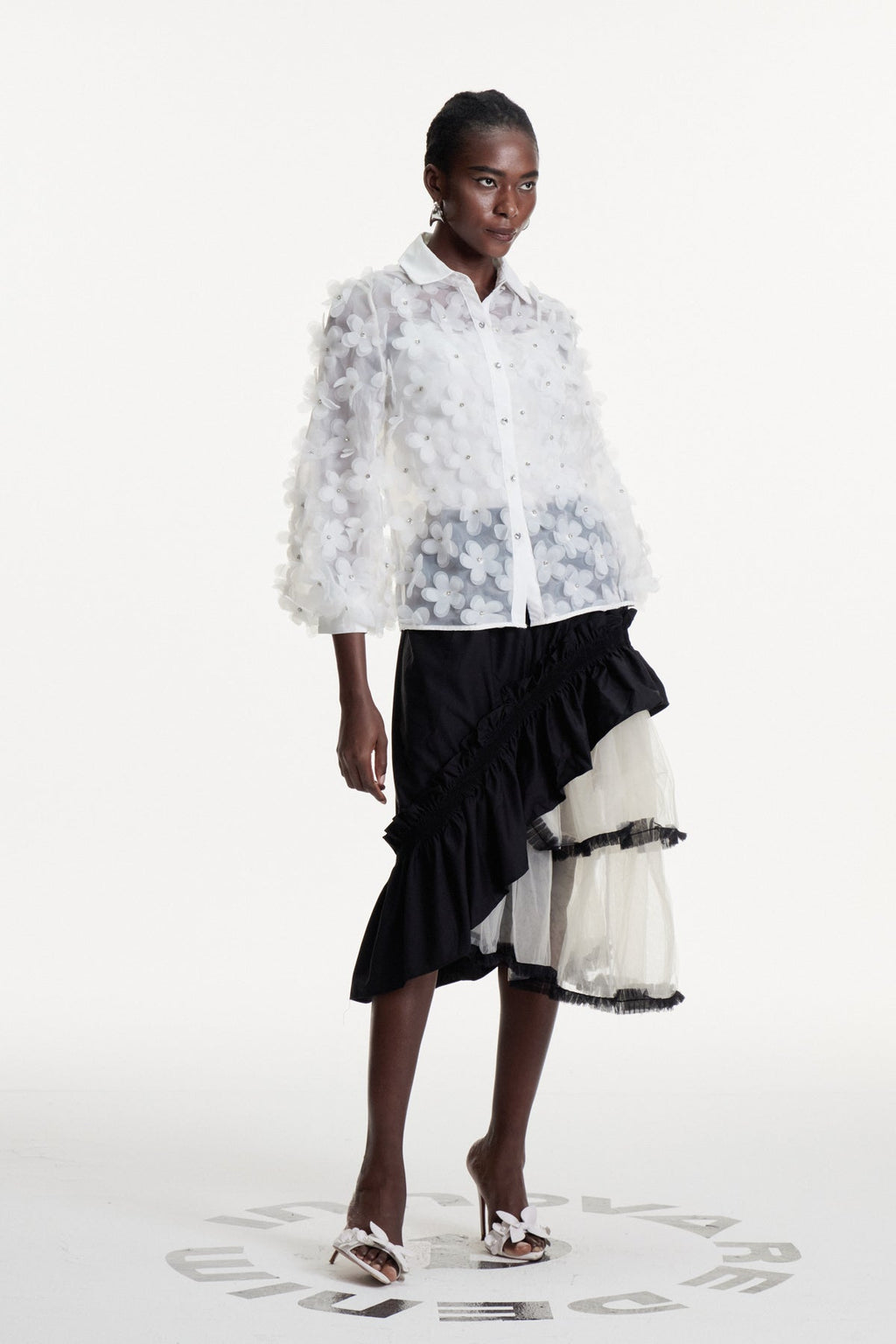 Dalitso Asymmetric Mesh Maxi Skirt