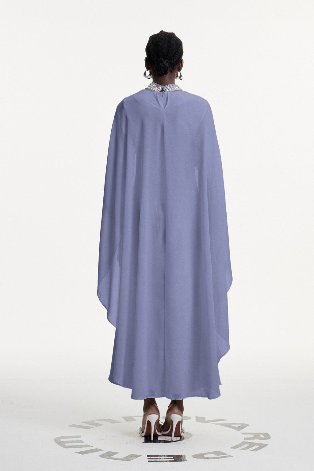 Dallas Crystal Shawl Maxi Dress In Blue