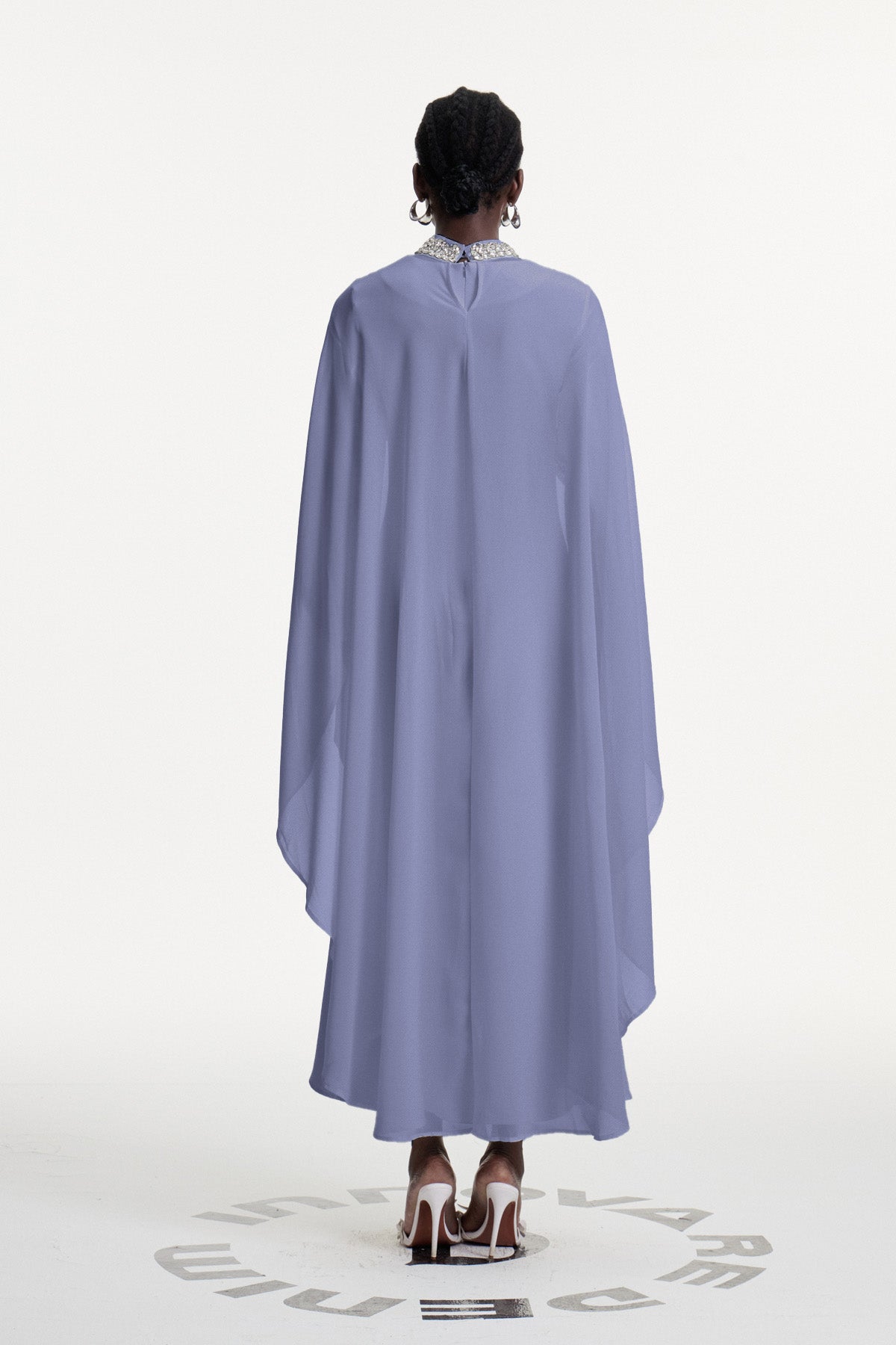 Dallas Crystal Shawl Maxi Dress In Blue