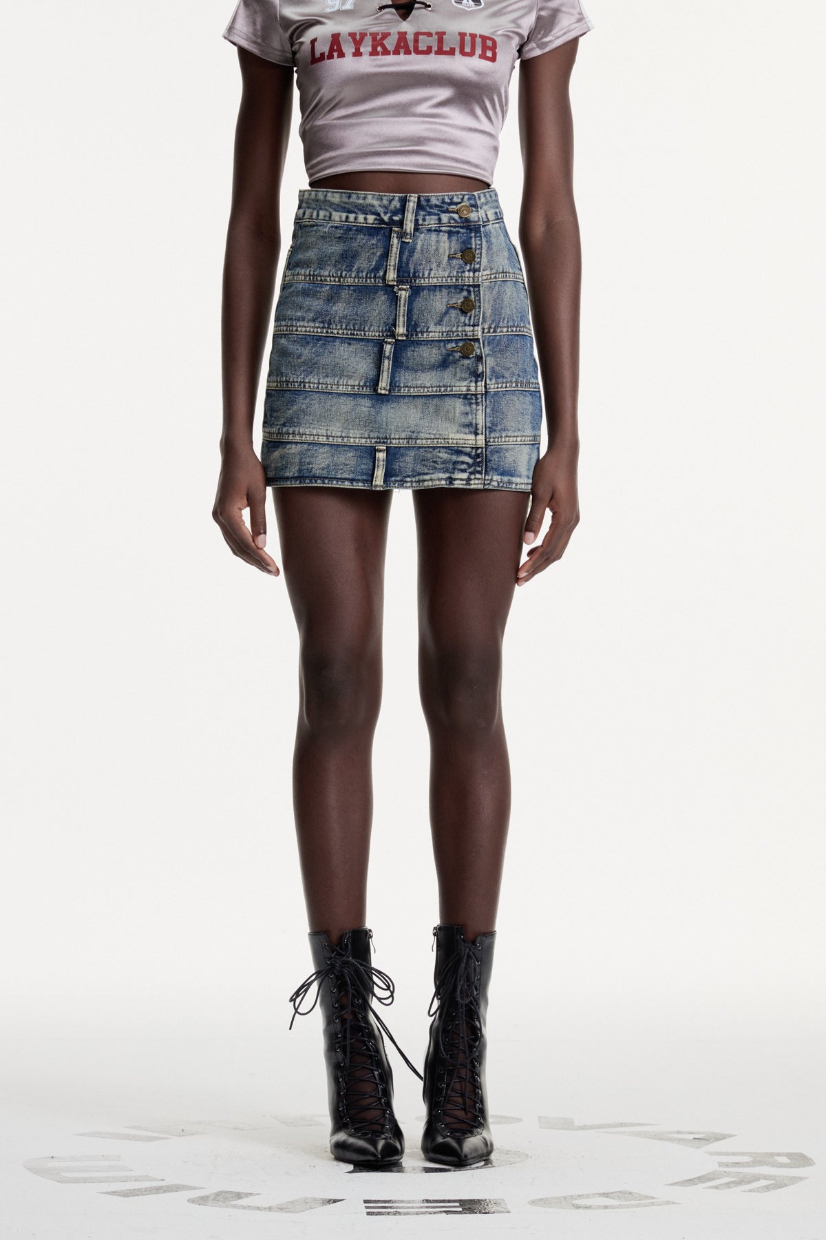 Damasus Deconstruct Denim Mini Skirt