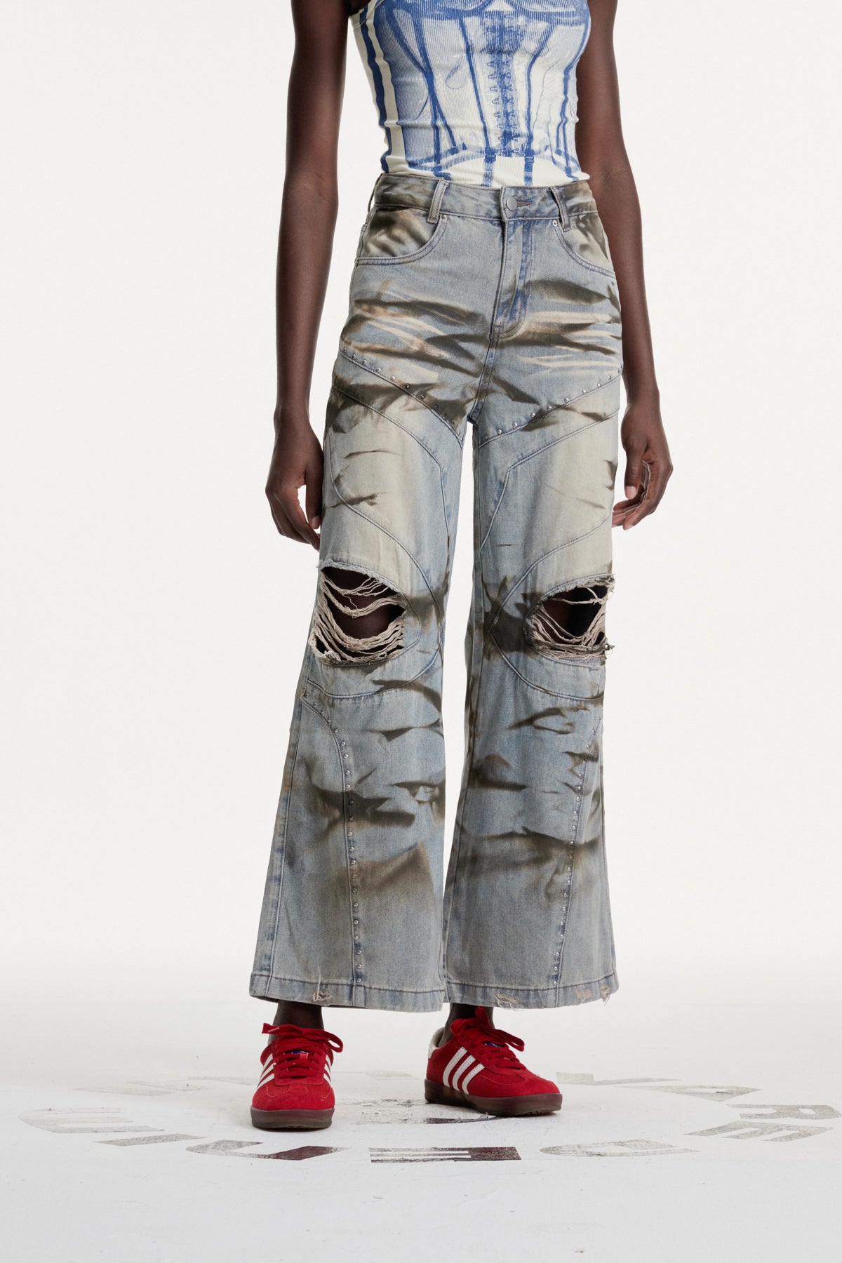 Damiaan Ripped Print Jeans