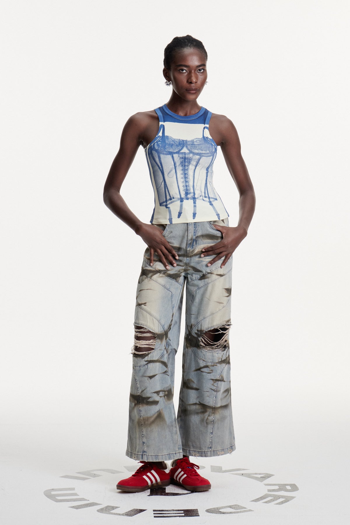 Damiaan Ripped Print Jeans