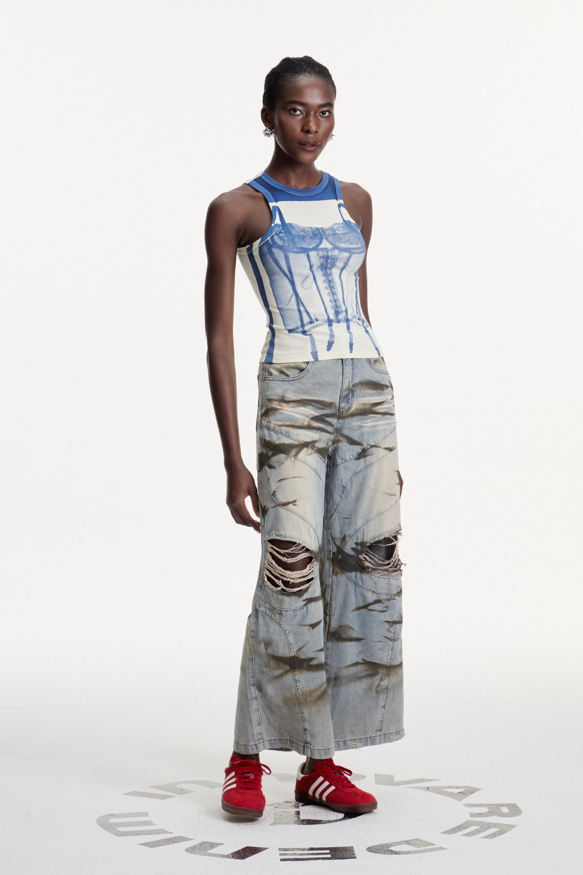 Damiaan Ripped Print Jeans