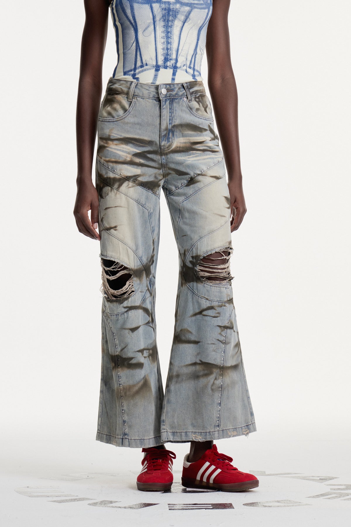 Damiaan Ripped Print Jeans