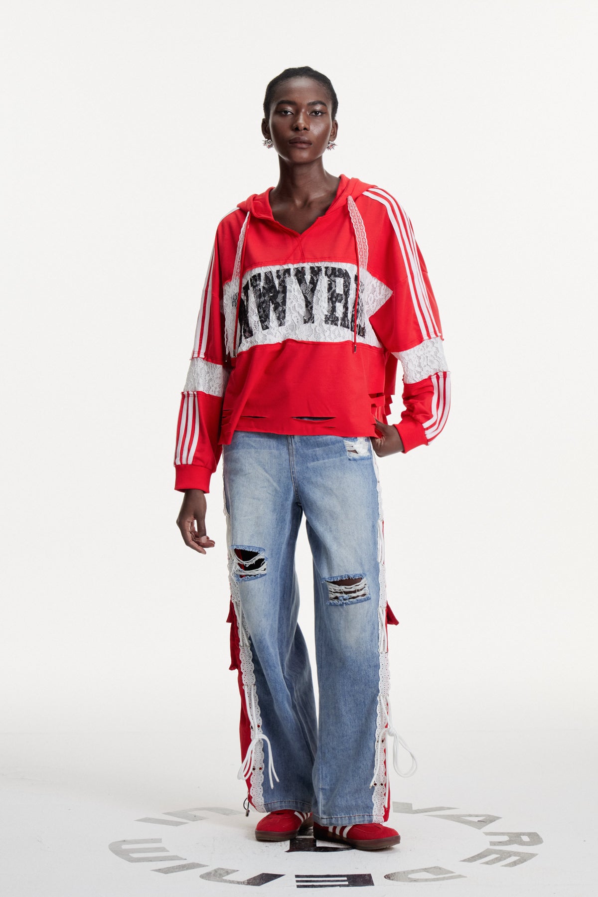 Damianos Lace Print Hooded Top