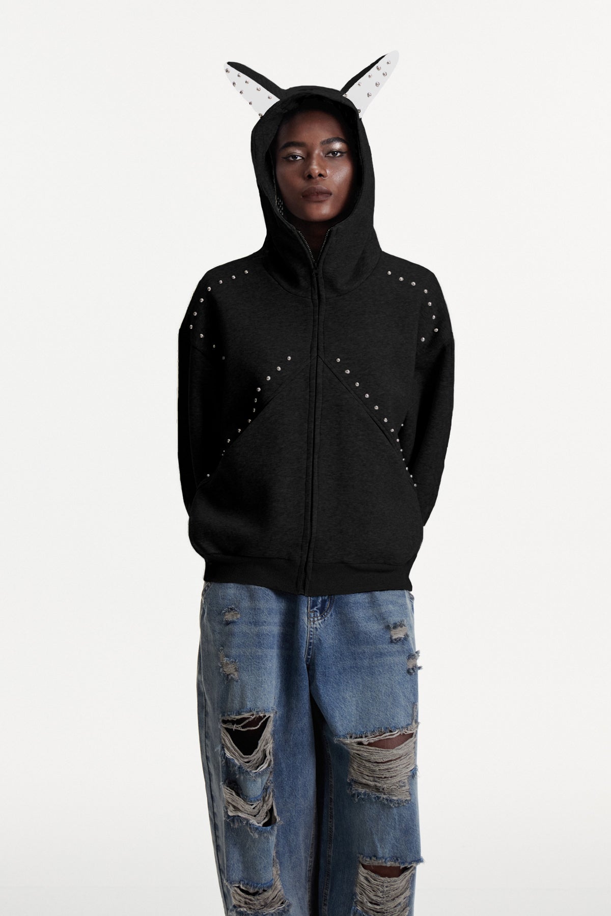 Damianus Embellished Hooded Jacket In Black