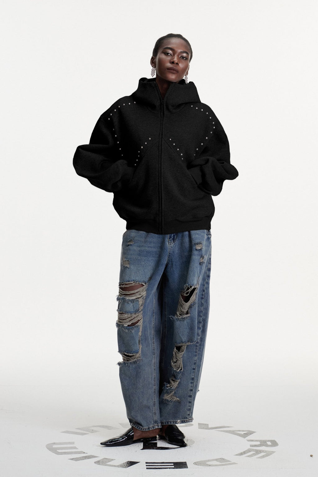 Damianus Embellished Hooded Jacket In Black