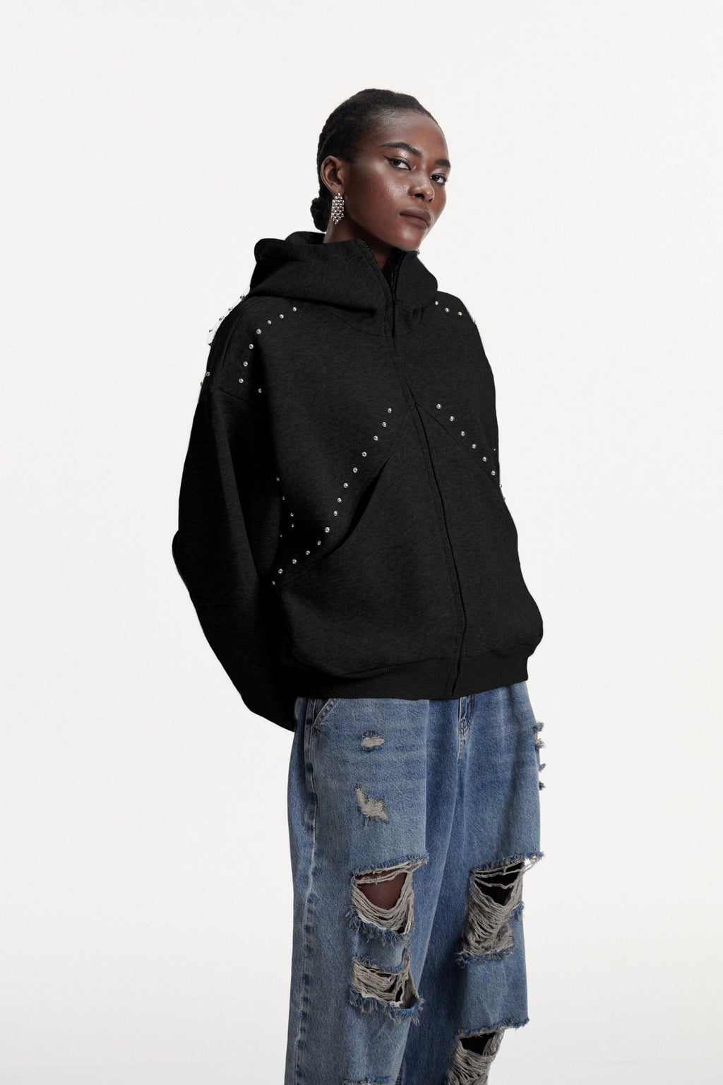 Damianus Embellished Hooded Jacket In Black