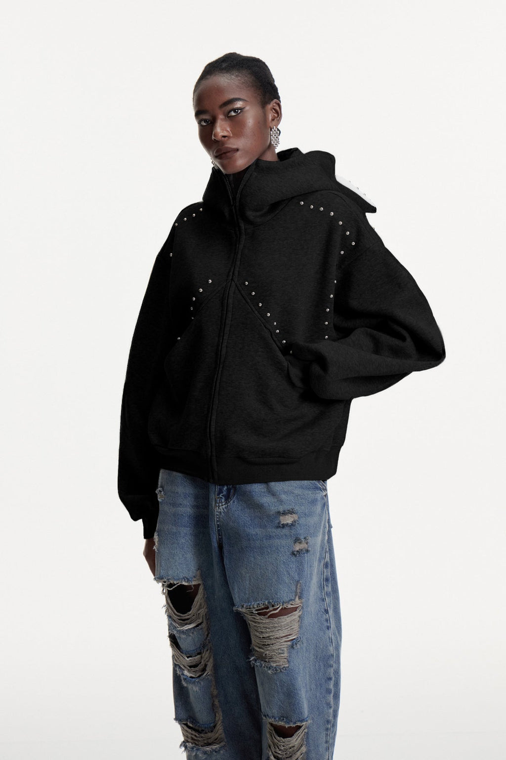 Damianus Embellished Hooded Jacket In Black